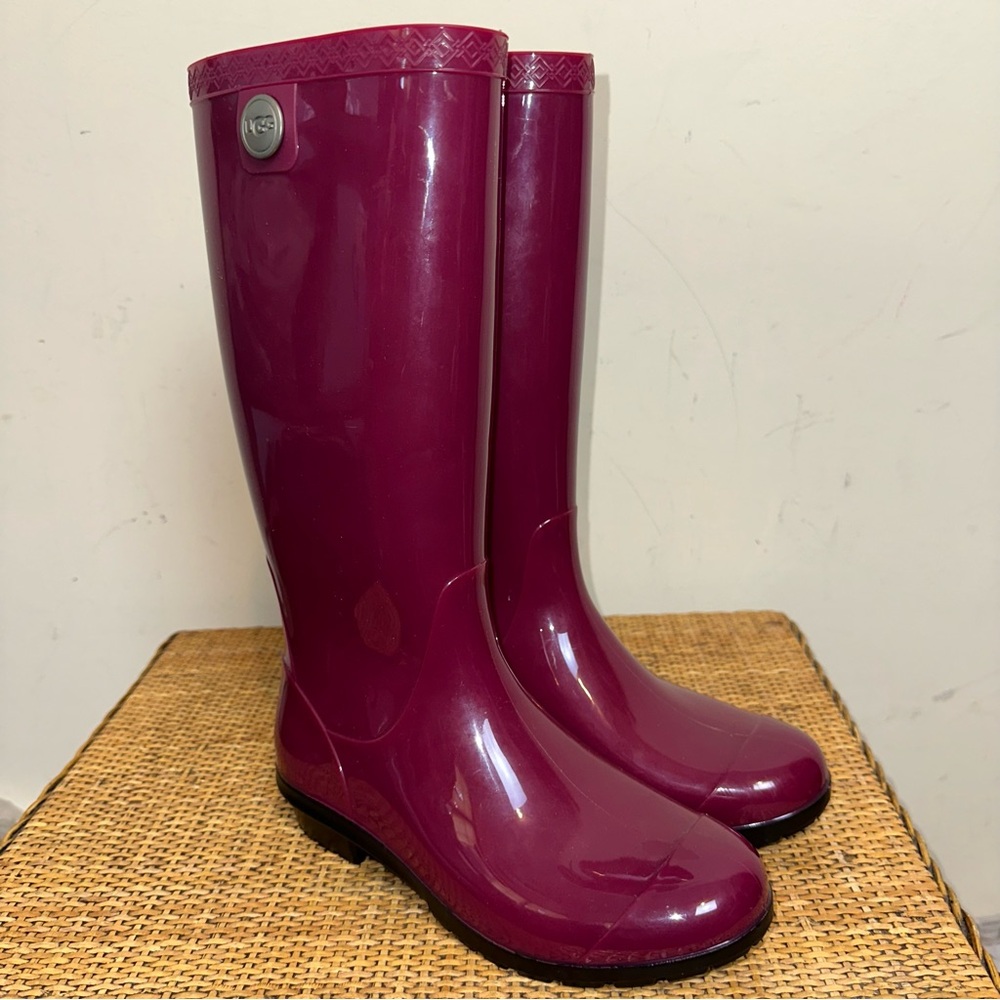 UGG Womens Shaye Tall Rain Boots Purple Mid Calf Rubber Rubber Boots Shoes Sz 5